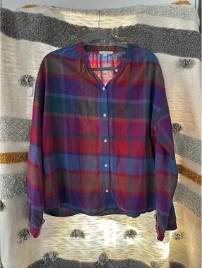 L.L Bean Signature Plaid Button Down Tunic - Women's Large